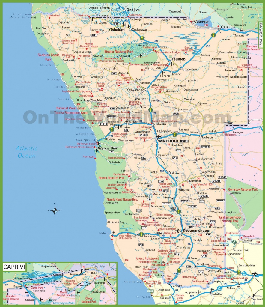 Large Detailed Map Of Namibia - Printable Road Map Of Namibia