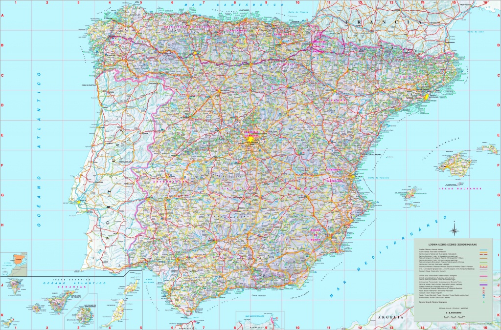 Large Detailed Map Of Spain With Cities And Towns - Printable Map Of Spain With Cities