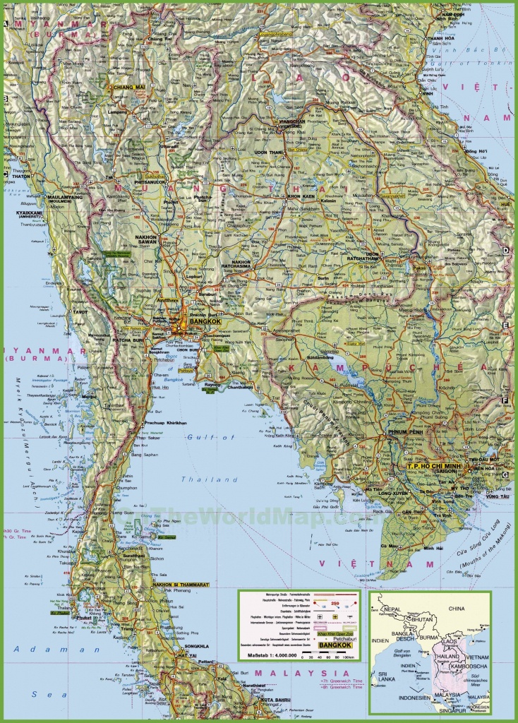 Large Detailed Map Of Thailand With Cities And Towns - Printable Map Of Thailand