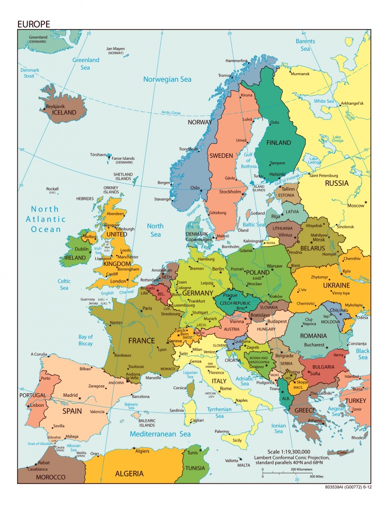 Large Detailed Political Map Of Europe With All Capitals And Major - Europe Map With Cities Printable