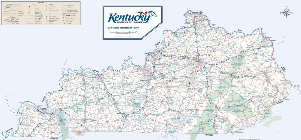 Large Detailed Road Map Of Kentucky - Printable Map Of Kentucky