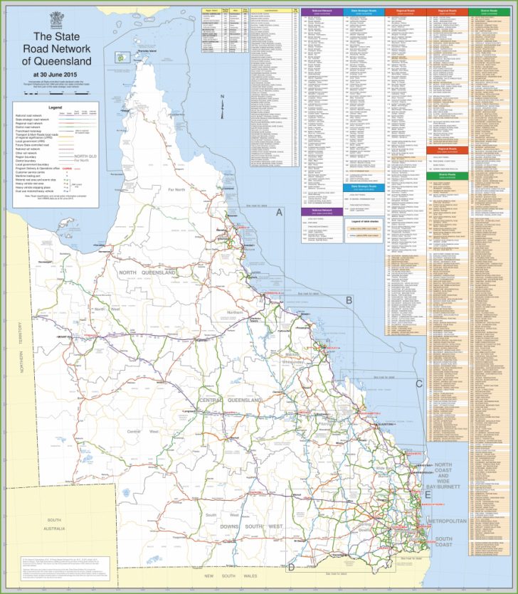 Large Detailed Road Map Of Queensland - Printable Map Of Queensland ...