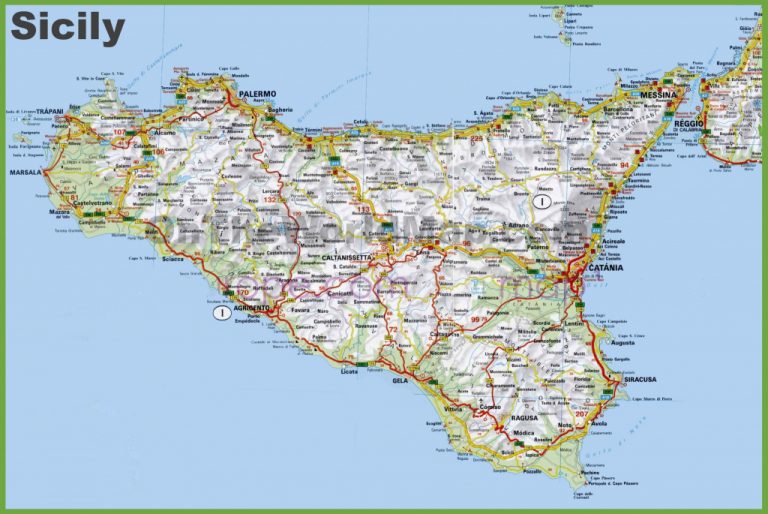 Large Detailed Road Map Of Sicily Printable Map Of Sicily Printable   Large Detailed Road Map Of Sicily Printable Map Of Sicily 768x514 