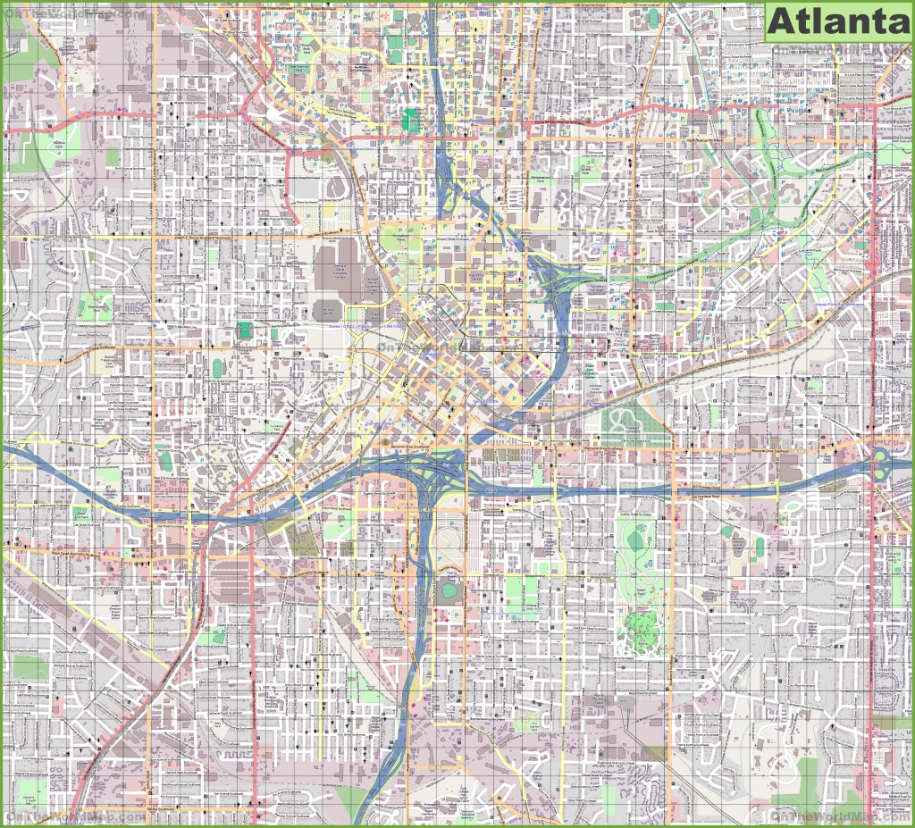 Large Detailed Street Map Of Atlanta - Printable Map Of Atlanta