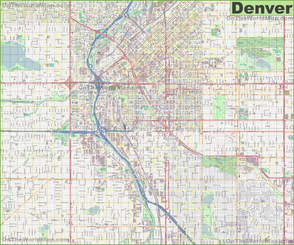 Large Detailed Street Map Of Denver - Denver City Map Printable ...