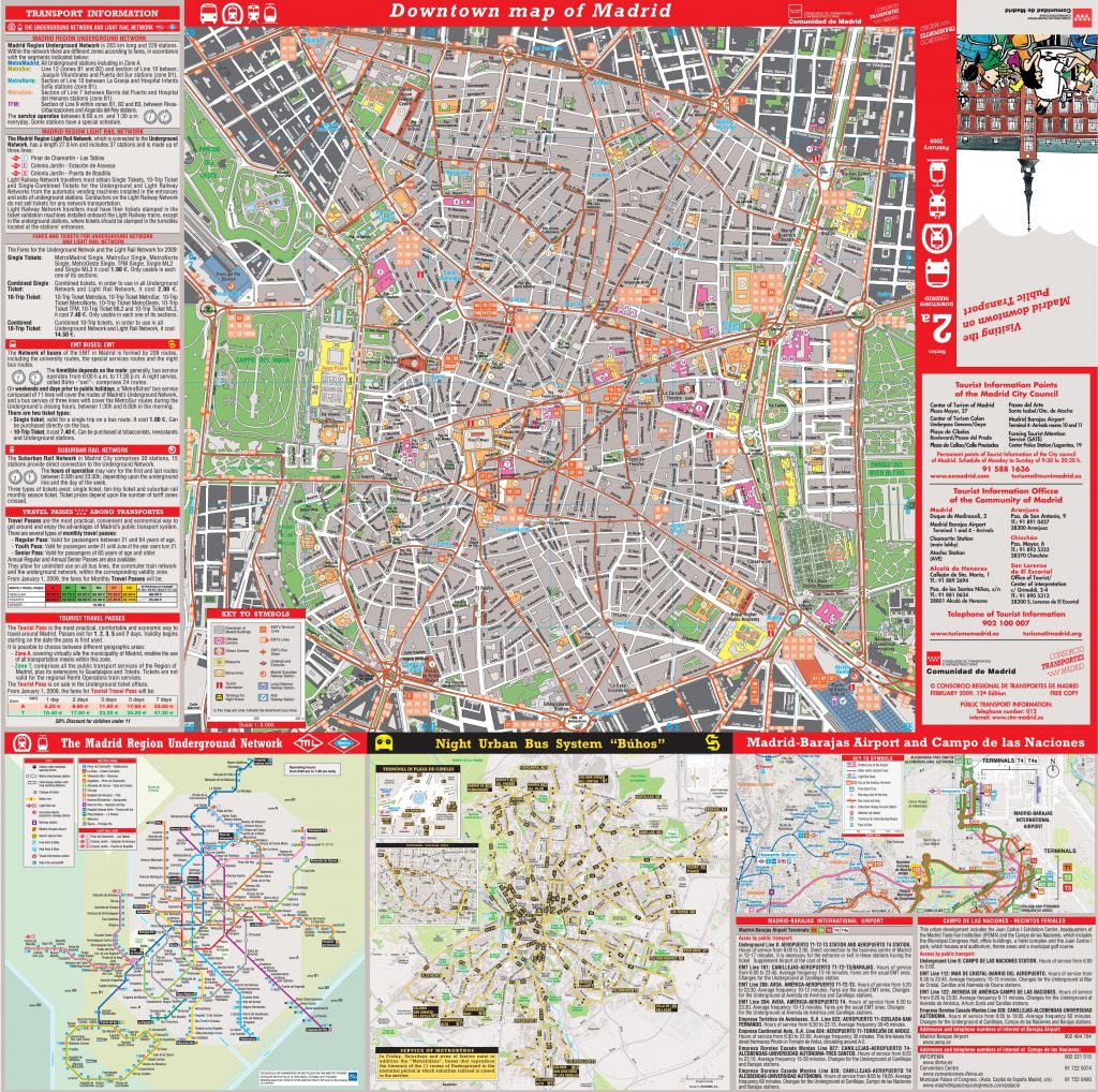 Large Detailed Tourist Map Of Madrid Printable Map Of Madrid 1024x1018 