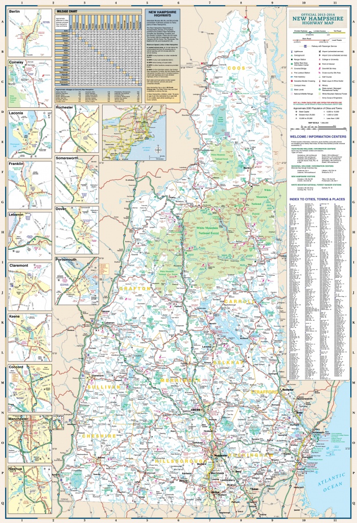 Large Detailed Tourist Map Of New Hampshire With Cities And Towns - Printable Road Map Of New Hampshire