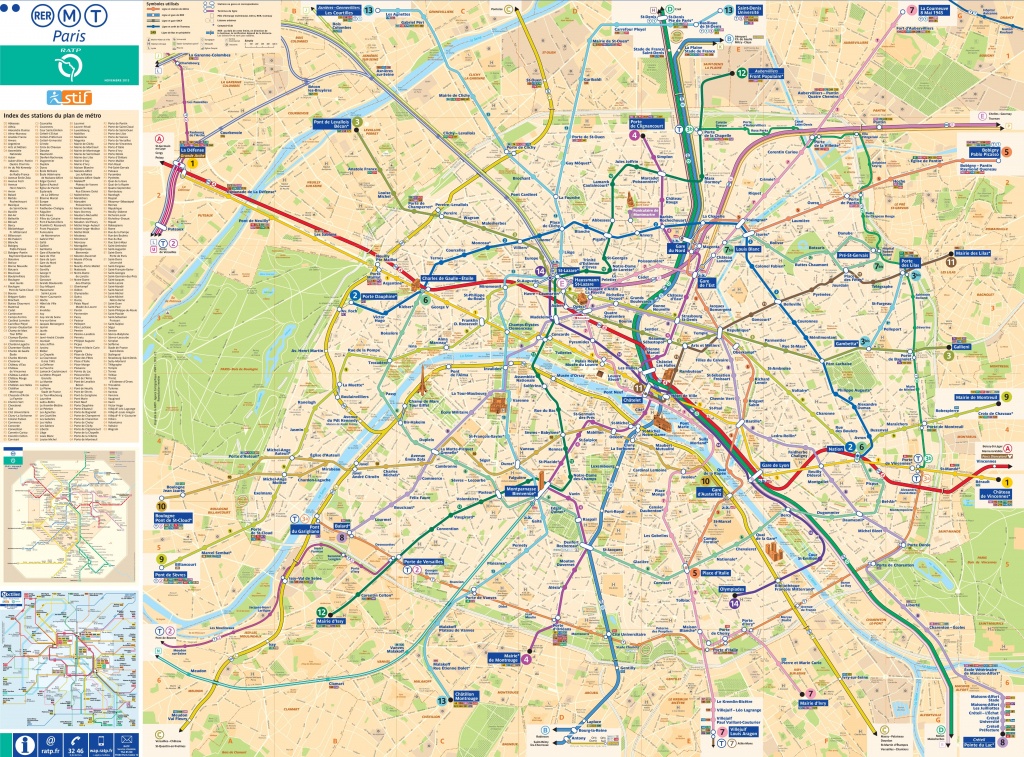 Large Detailed Tourist Map Of Paris With Metro - Street Map Of Paris France Printable