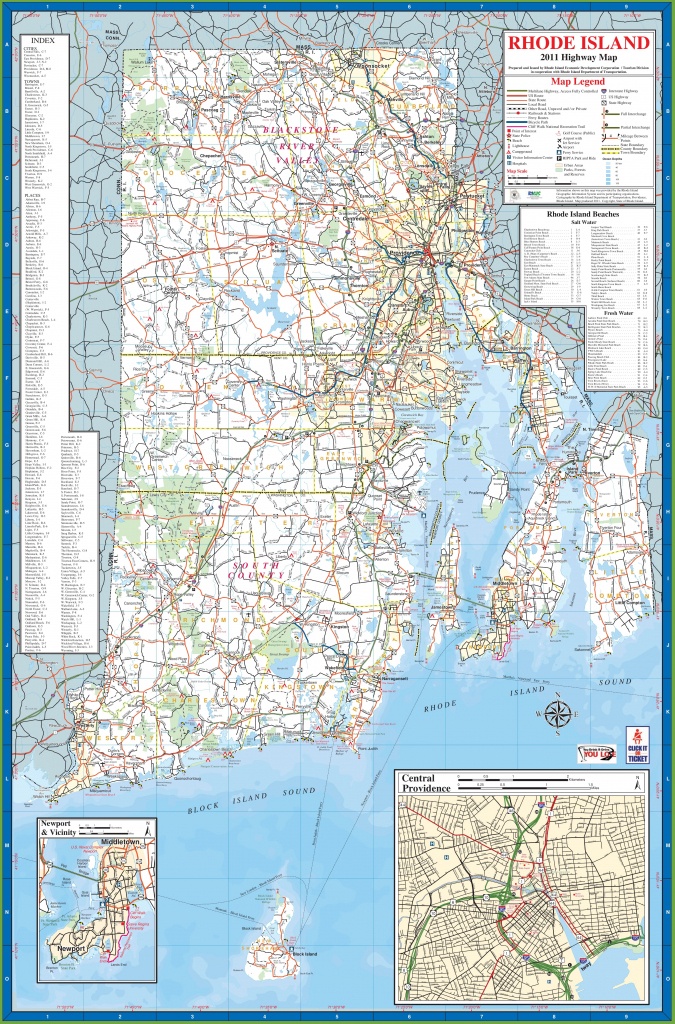 Large Detailed Tourist Map Of Rhode Island With Cities And Towns - Printable Map Of Rhode Island