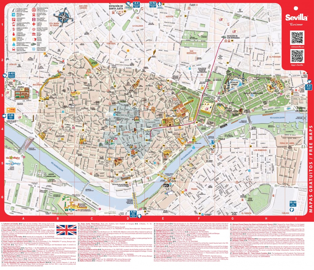 Large Detailed Tourist Map Of Seville - Seville Tourist Map Printable