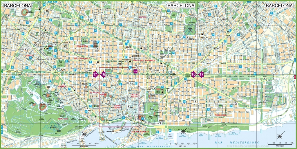 Large Detailed Tourist Street Map Of Barcelona - Barcelona City Map Printable