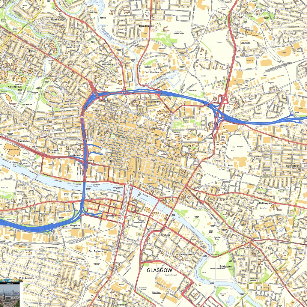 Large Glasgow Maps For Free Download And Print | High-Resolution And - Glasgow City Map Printable
