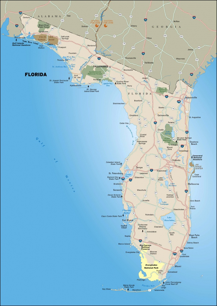 Large Highways Map Of Florida State With National Parks | Vidiani - Florida Parks Map