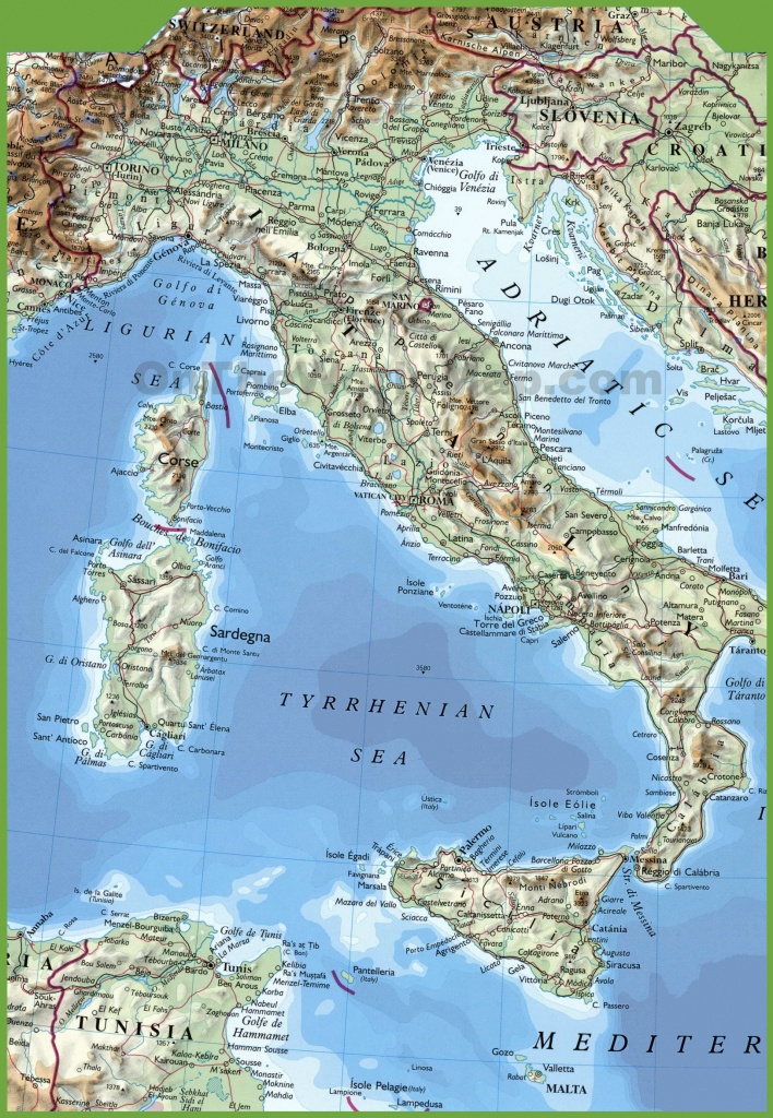 Large Physical Map Of Italy - Large Map Of Italy Printable