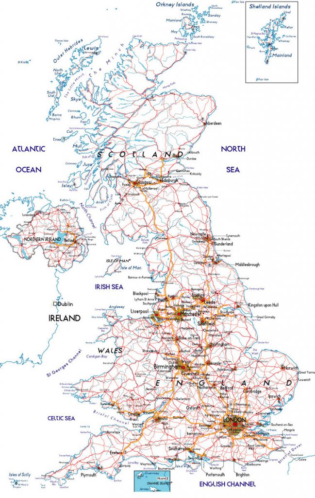 Large Road Map Of The United Kingdom Of Great Britain And Northern ...