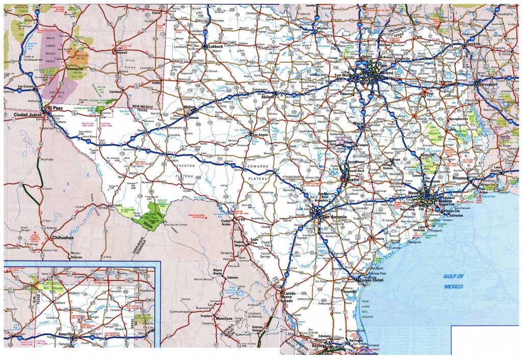 Large Roads And Highways Map Of Texas State With National Parks And - Map Of Texas Roads And Cities