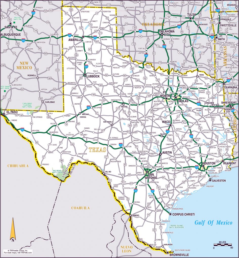 Large Roads And Highways Map Of The State Of Texas | Vidiani - Road Map ...