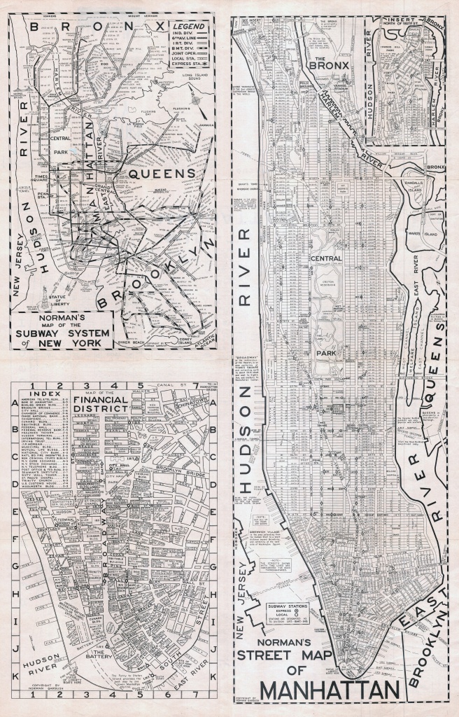 Large Scaled Printable Old Street Map Of Manhattan, New York City - Printable City Maps