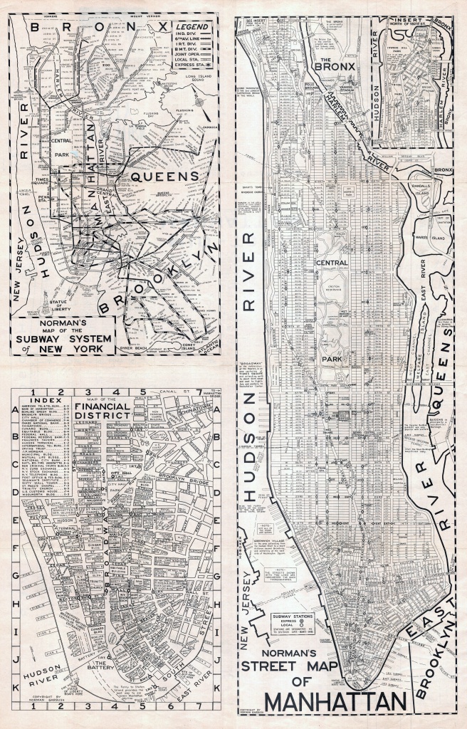 Large Scaled Printable Old Street Map Of Manhattan, New York City - Printable Old Maps