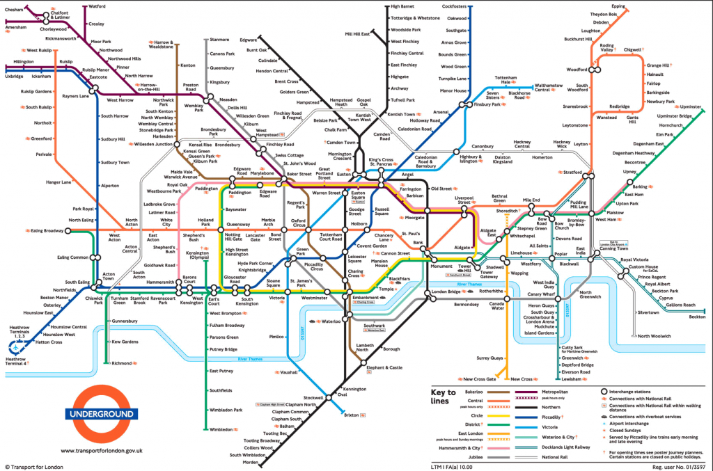 Large View Of The Standard London Underground Map - This Is Exactly - London Tube Map Printable