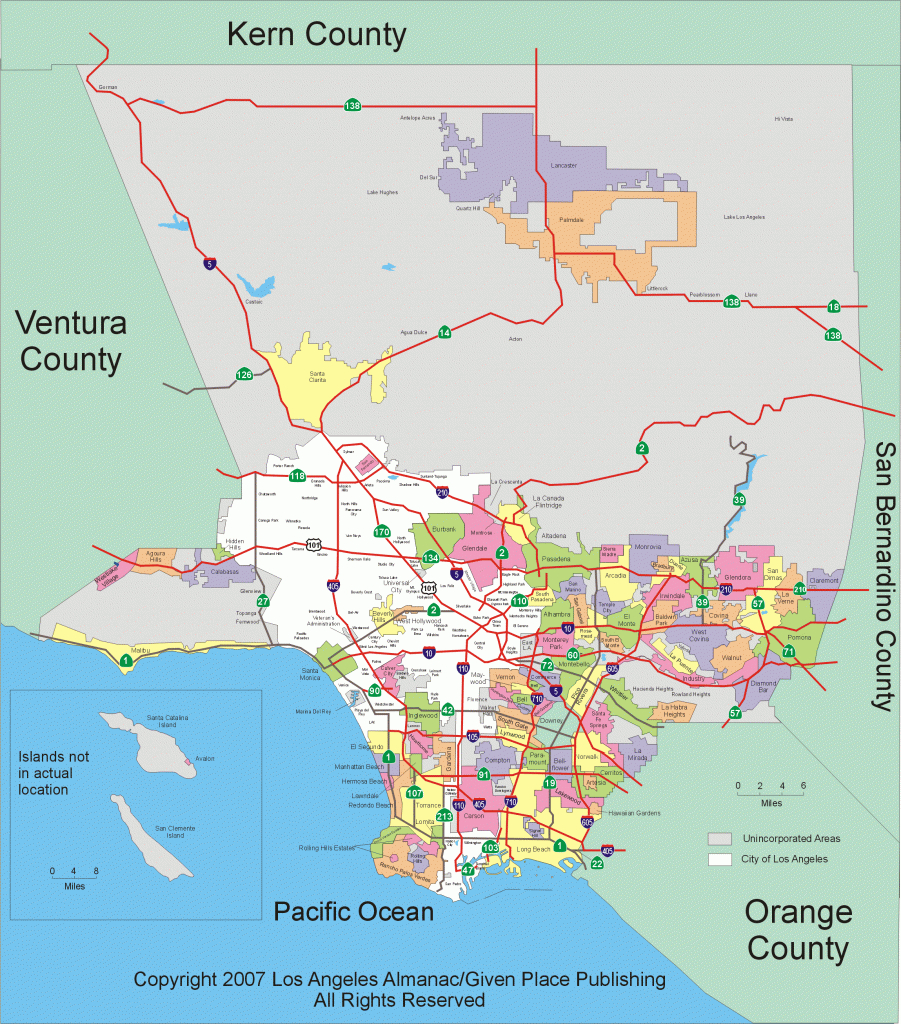 Larger Detailed Map Of Los Angeles County | Maps In 2019 | County - Printable Map Of Los Angeles County