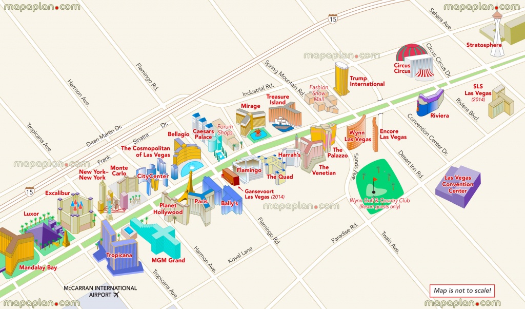 Las Vegas Maps - Top Tourist Attractions - Free, Printable City - Printable Map Of Vegas Strip