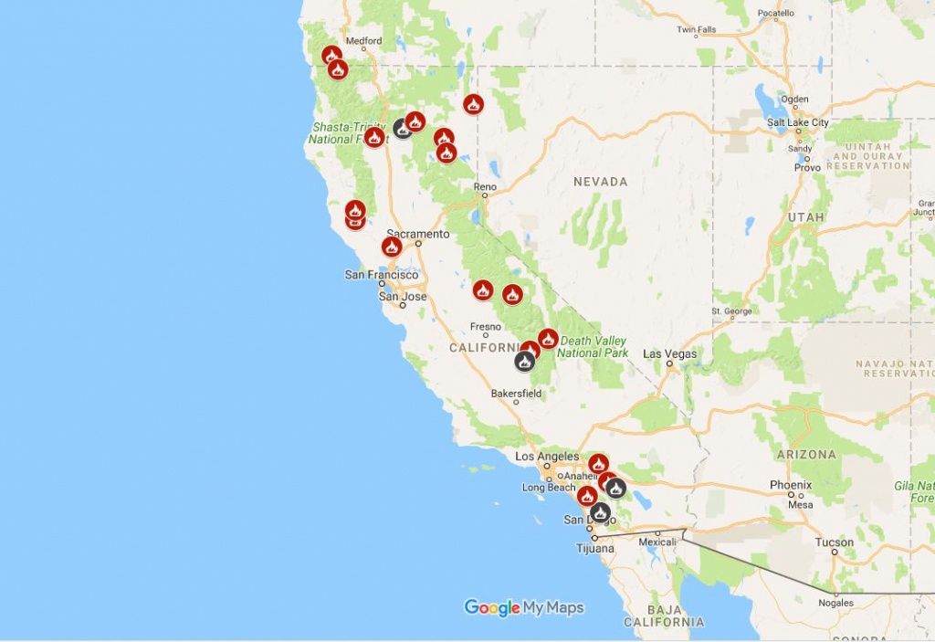 california fire locations