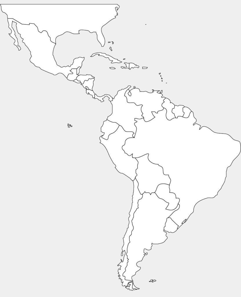 Latin America Blank Map Printable Central South World North Maps - Printable Map Of South America