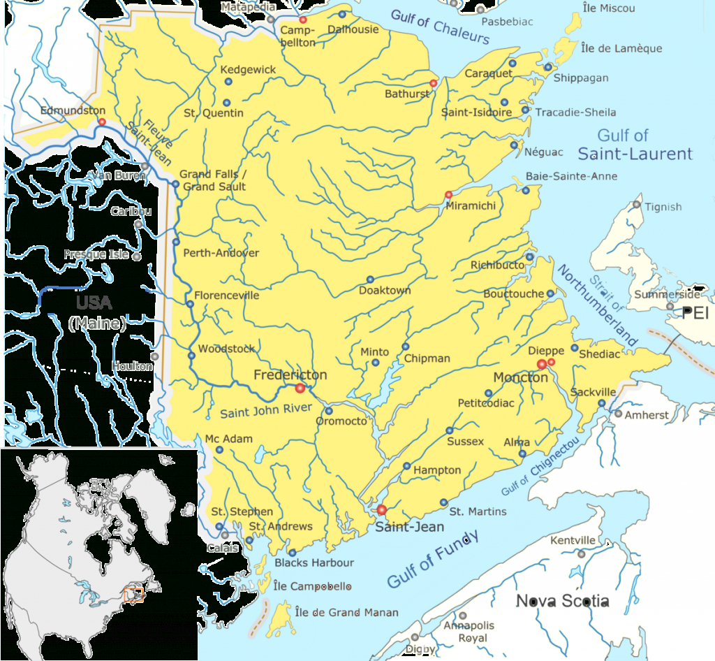 List Of Cities In New Brunswick - Wikipedia - Printable Map Of New Brunswick