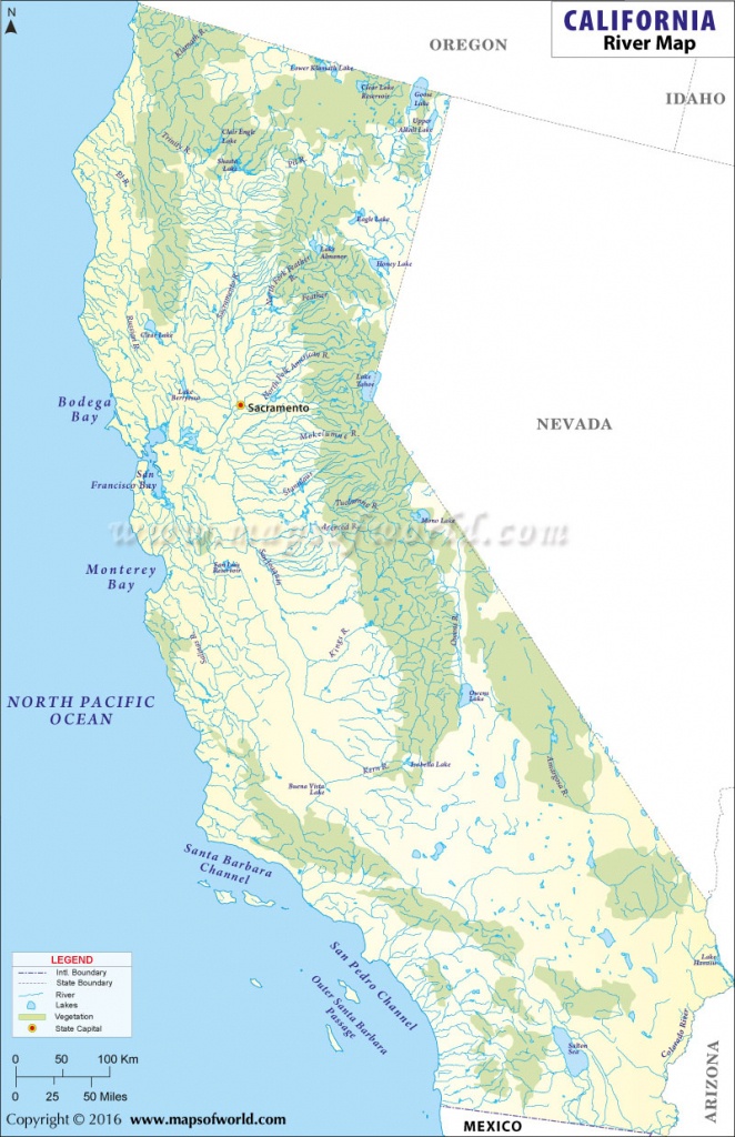 List Of Rivers In California | California River Map - Lakes In California Map