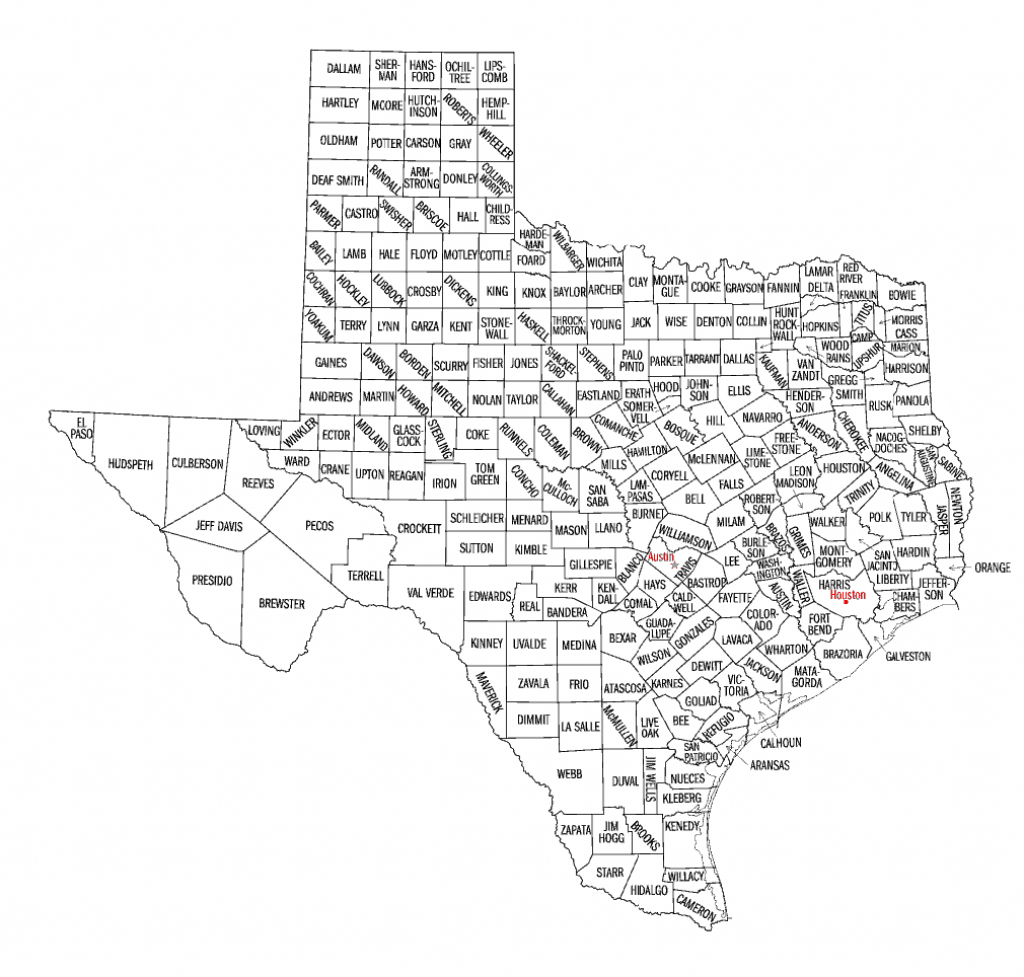 List Of Texas County Seat Name Etymologies - Wikipedia - Texas County Map