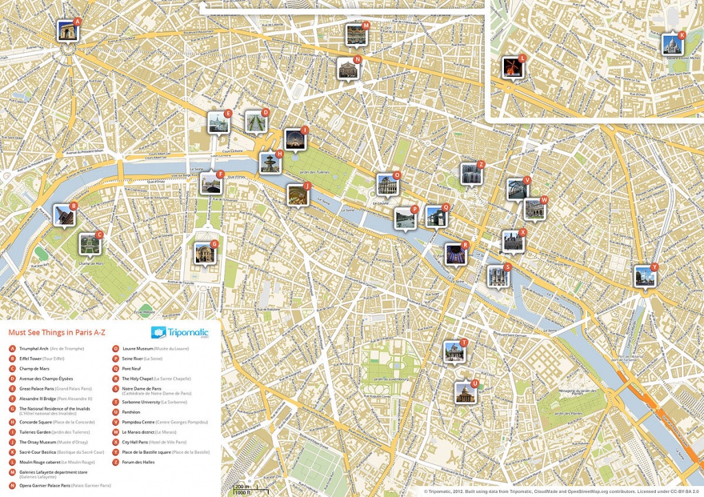 List Of Tourist Attractions In Paris - Wikipedia - Printable Map Of Paris France