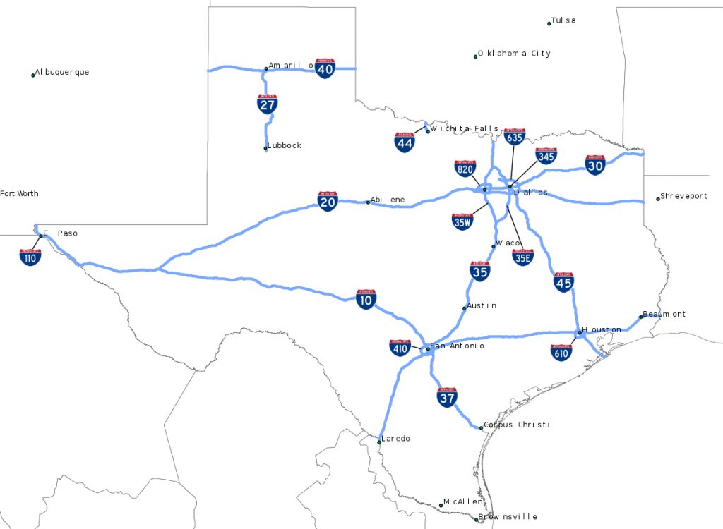 liste des interstate highways du texas wikipedia texas highway