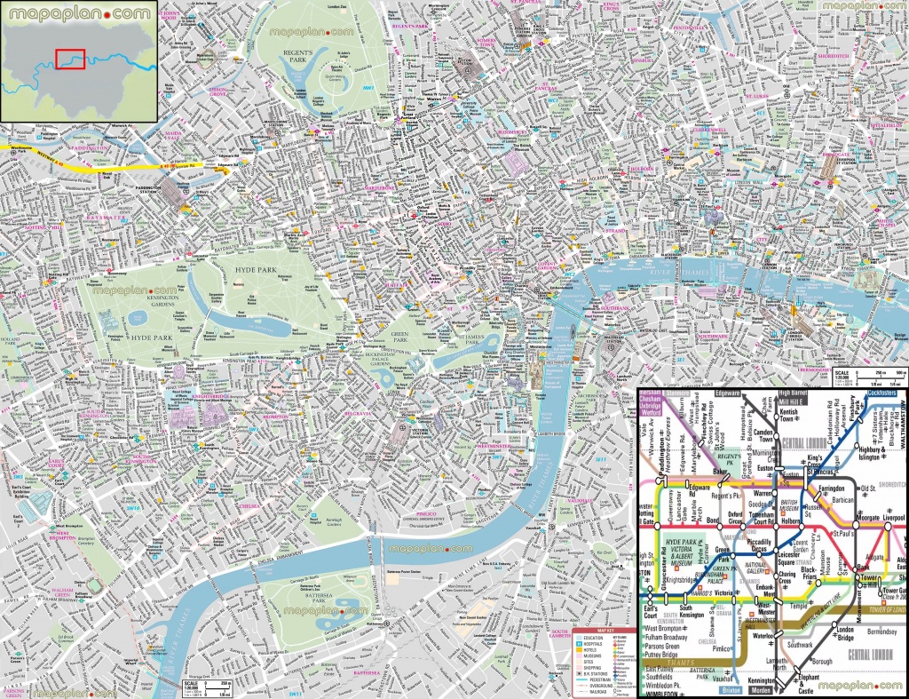 London Maps - Top Tourist Attractions - Free, Printable City Street - Free Printable City Maps