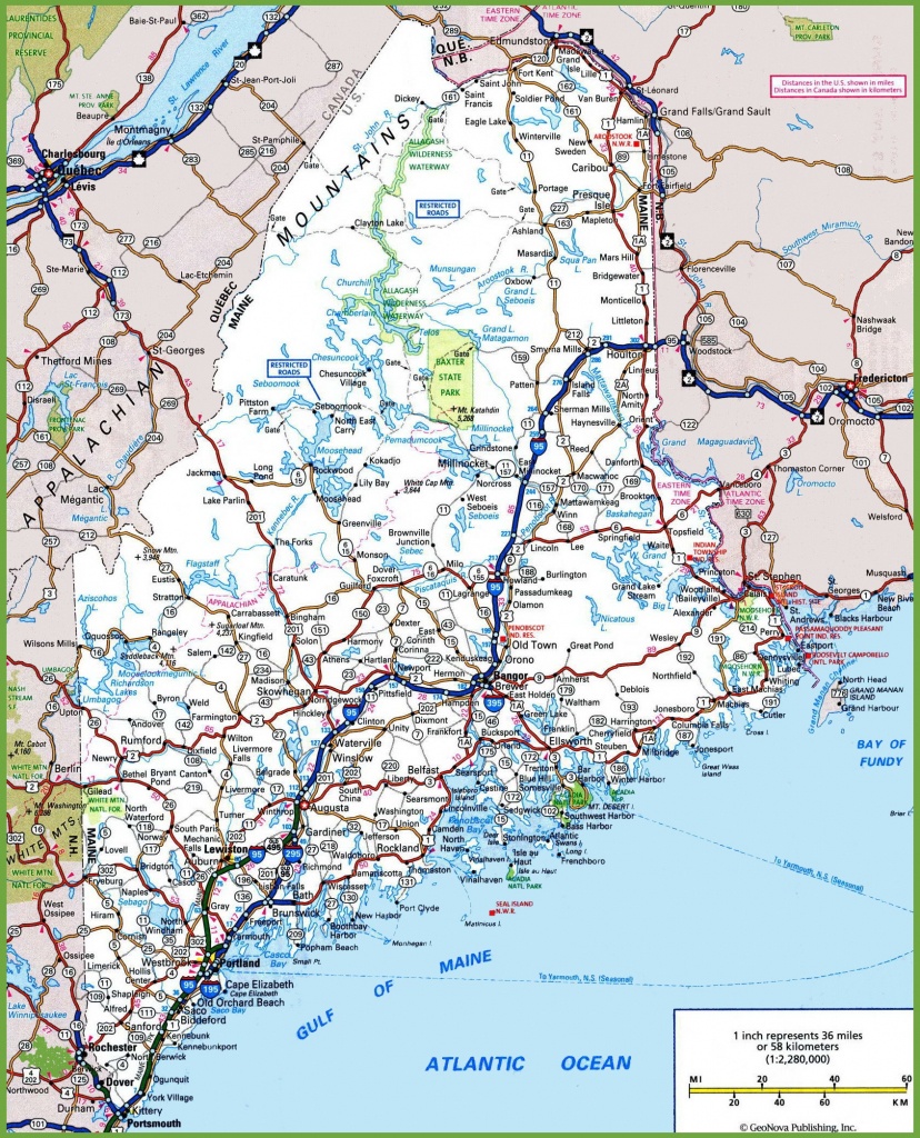 Maine Road Map - Printable Road Map Of Maine