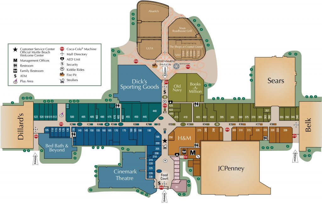 Mall Directory | Coastal Grand Mall - Allen Texas Outlet Mall Map | Printable Maps