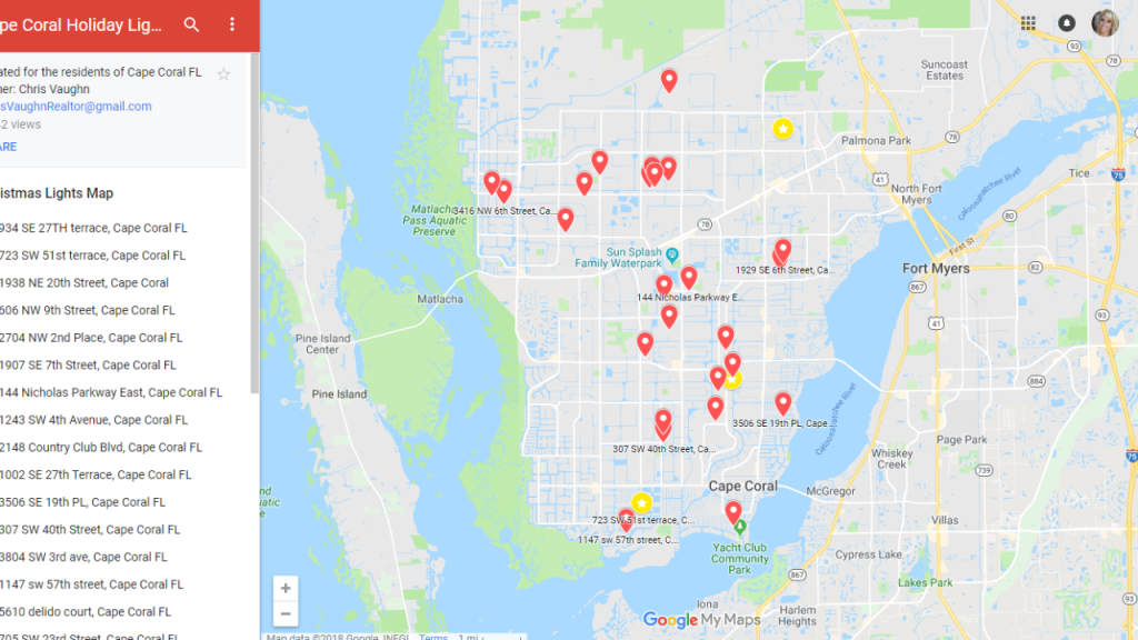 Map Lists Holiday Light Displays Throughout Cape Coral - Street Map Of Cape Coral Florida