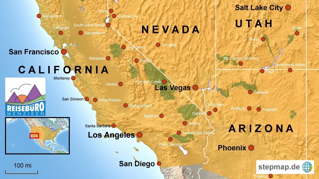 Map Nevada Arizona Utah Map Of California Springs Map Of California - California Nevada Arizona Map