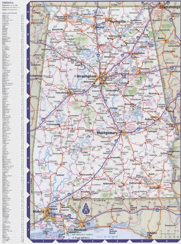 Map Of Alabama With Cities And Towns - Printable Map Of Alabama