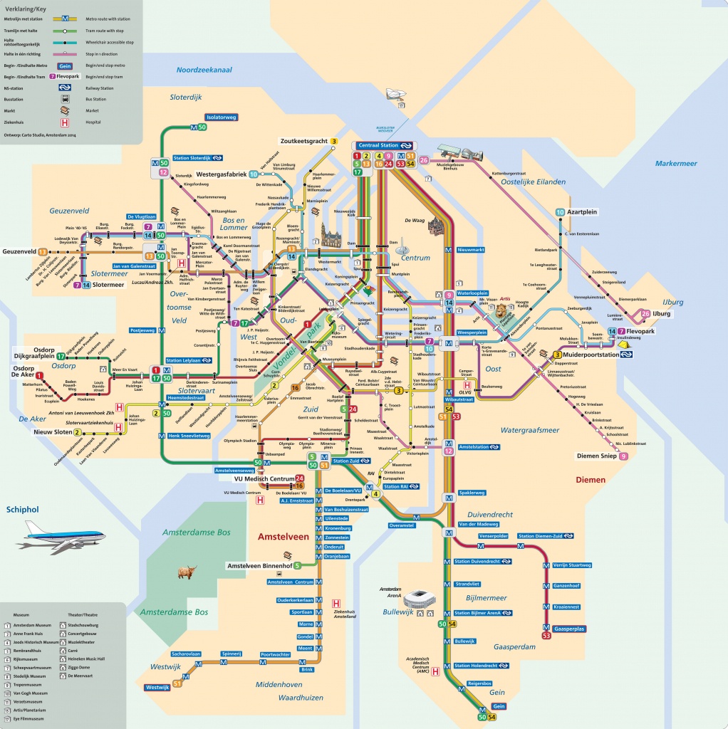 Map Of Amsterdam Tram: Stations &amp;amp; Lines - Amsterdam Tram Map Printable