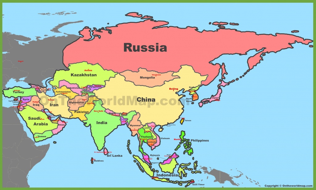 Map Of Asia With Countries And Capitals - World Map With Capitals Printable