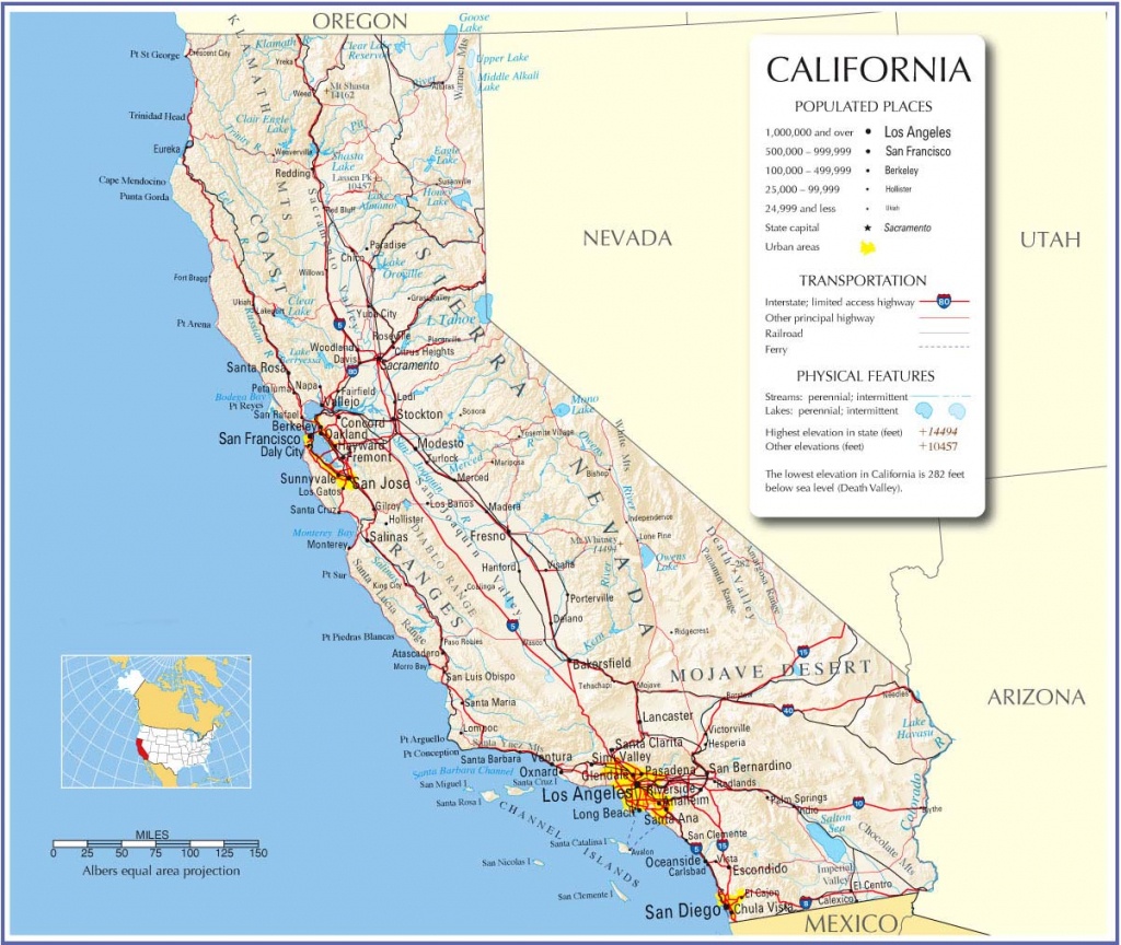 Map Of Californa And Travel Information | Download Free Map Of Californa - Driving Map Of California With Distances