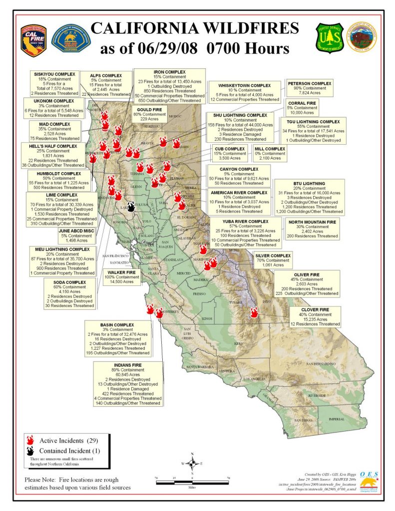 map of fires in california