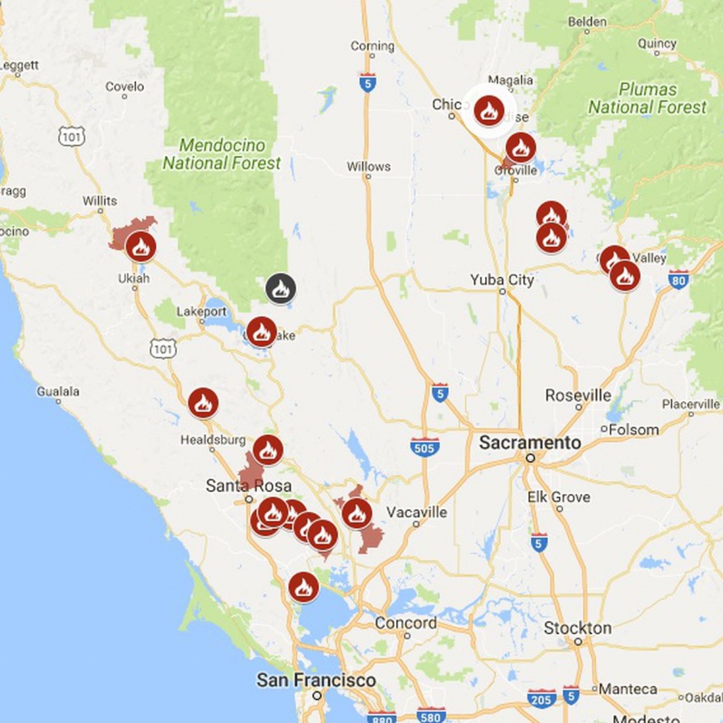 Map Of California North Bay Wildfires (Update) - Curbed Sf - California Fires Map