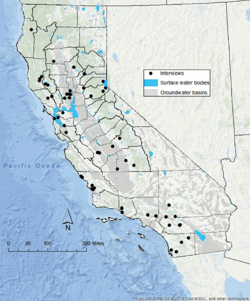 Map Of California, Showing General Hydrology And Approximate - California Utility Map