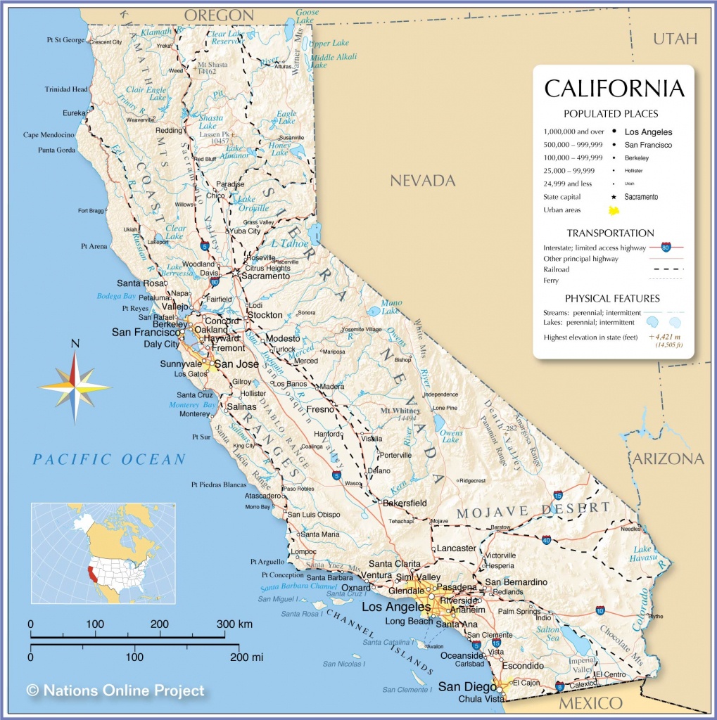 Map Of California State, Usa - Nations Online Project - Best Western California Map