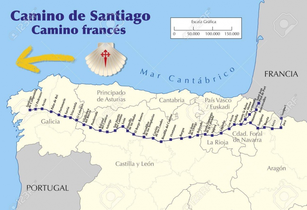 Map Of Camino De Santiago. Map Of Saint James Way With All The - Printable Map Of Camino De Santiago
