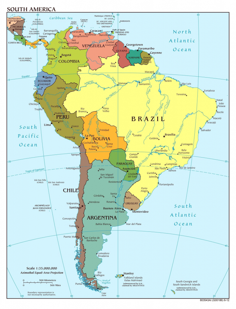 Map Of Central And South America | D1Softball - Printable Map Of Central And South America