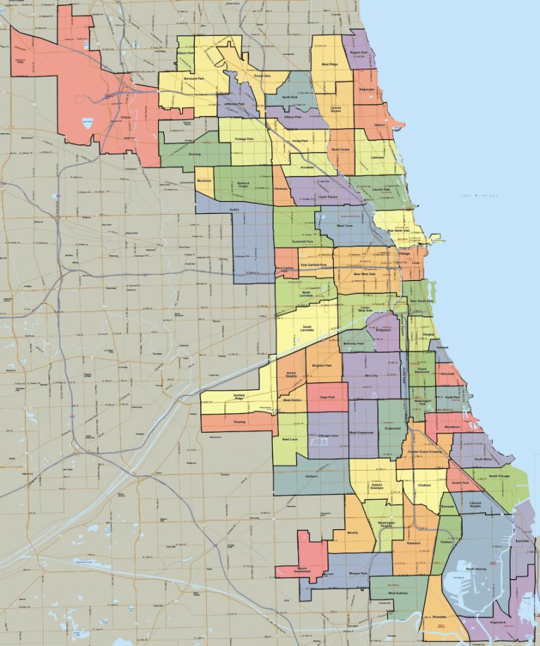 Map Of Chicago Area Neighborhoods D1Softball Printable Map Of