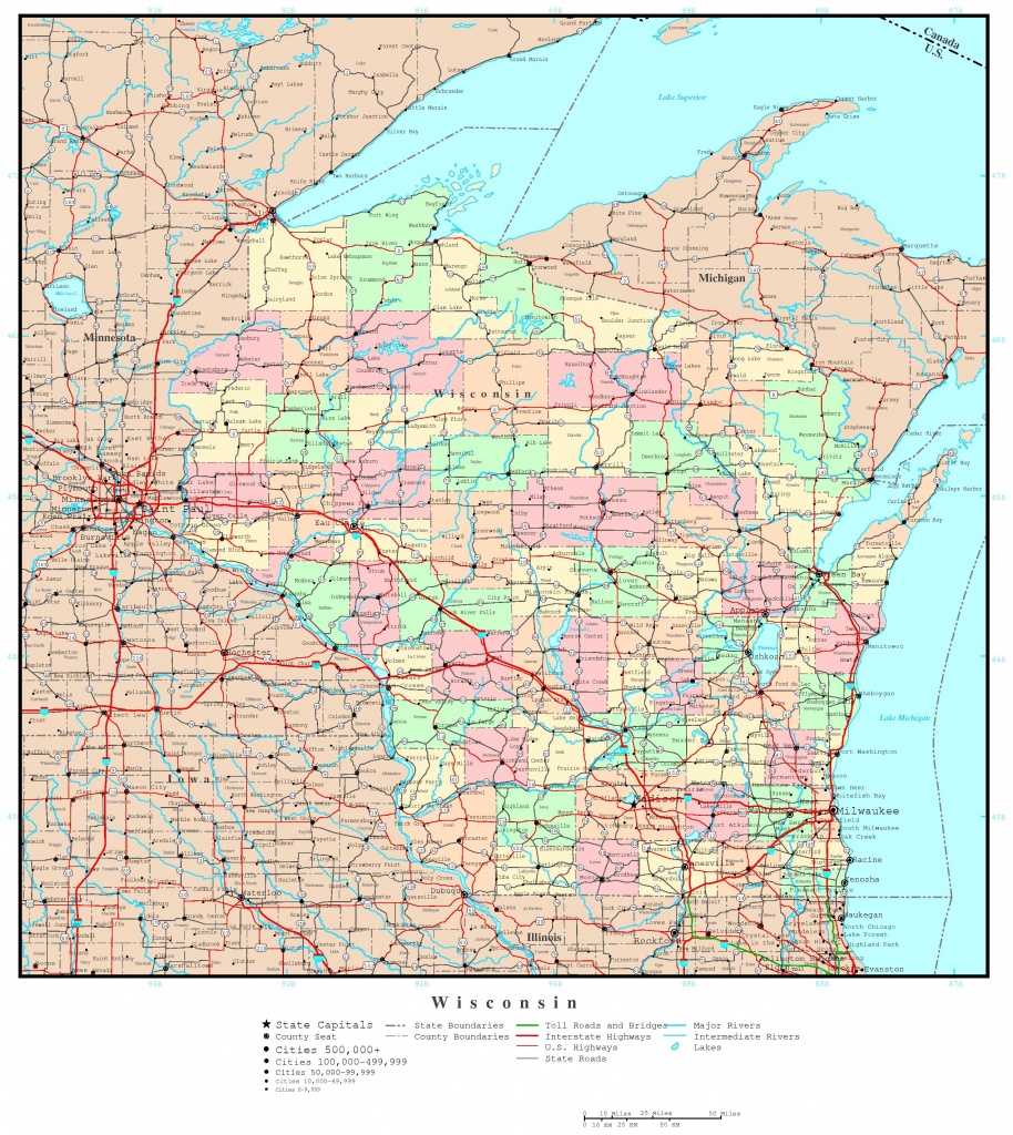 Map Of Counties Of Wisconsin - Lgq - Map Of Wisconsin Counties Printable
